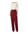 Bottega Veneta Wool Wide-leg Trousers In Red/grey Melange