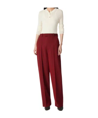 Bottega Veneta Wool Wide-leg Trousers In Red/grey Melange