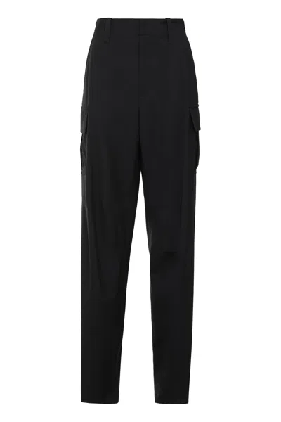 Bottega Veneta Wool Wide-leg Cargo Pants In Blue