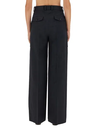 Bottega Veneta Wool-cotton Blend Trousers In Blue