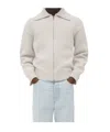 Bottega Veneta Woolen Cardigan In Pigeon White Mixed Color