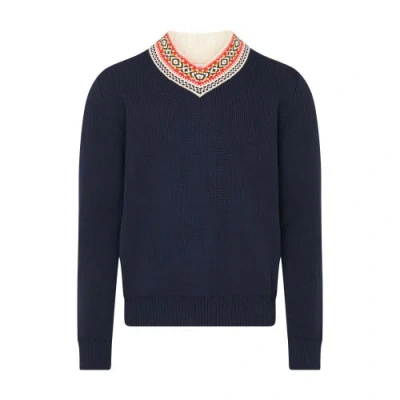 Bottega Veneta Woollen Jacquard Sweater In Abyss