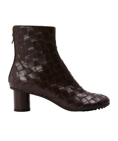Bottega Veneta Woven Ankle Boots In Red