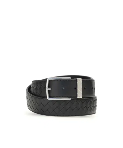 Bottega Veneta Woven Belt In Black