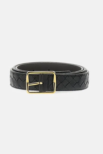Bottega Veneta Woven Belt In Black