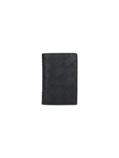 Bottega Veneta Intrecciato Medium Bi-fold Wallet With L-zip In Black