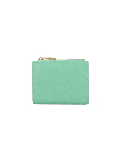 Bottega Veneta Woven Bi-fold Wallet In Green