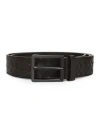 Bottega Veneta Intreccio Leather Belt In Black
