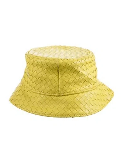 Pre-owned Bottega Veneta Woven Bucket Hat W/tags In Yellow