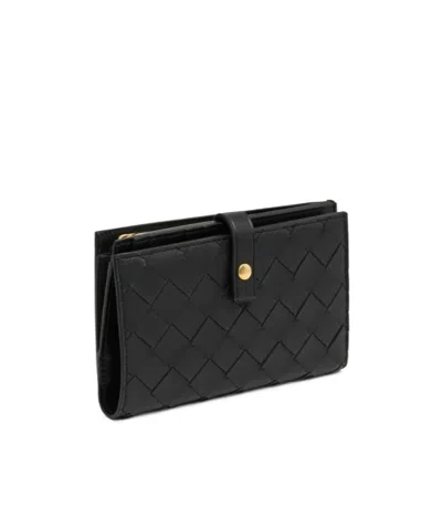 Bottega Veneta Woven Buckle Wallet In Black