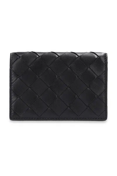 Bottega Veneta Woven Business Card Case In Black