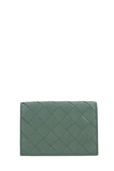 Bottega Veneta Woven Business Card Case In Green