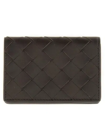 Bottega Veneta Woven Business Card Holder In Black