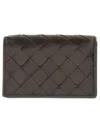 Bottega Veneta Woven Business Card Holder In Brown