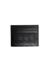 Bottega Veneta Card Holder With Iconic Intrecciato In Black