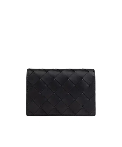 Bottega Veneta Woven Card Bag In Black