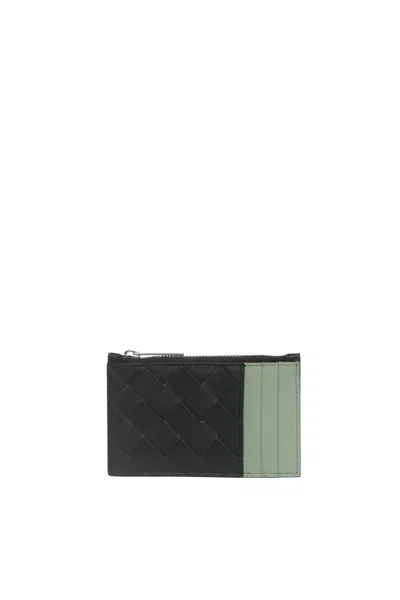 Bottega Veneta Woven Card Holder In Green