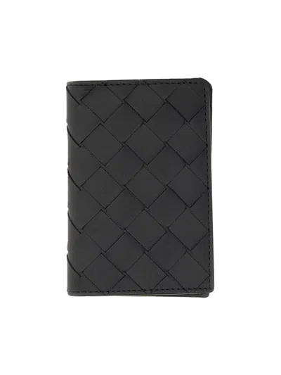 Bottega Veneta Intrecciato Medium Bi-fold Wallet With L-zip In Black