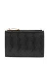 Bottega Veneta Woven Card Holder With Zipper In Black