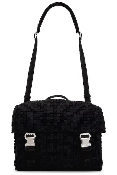 Bottega Veneta Woven Cord Air Mesh V-webb Borsa In Black & Silver