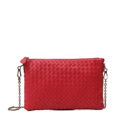 Bottega Veneta Woven Crossbody Bag In Red