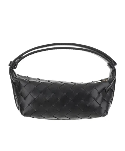 Bottega Veneta Woven Design Handbag In Black