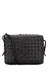 Bottega Veneta Loop Intrecciato Leather Crossbody Bag In Black