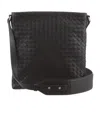 Bottega Veneta Woven Detail Cross-body Bag In Black