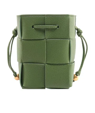 Bottega Veneta Woven Detail Shoulder Bag In Green
