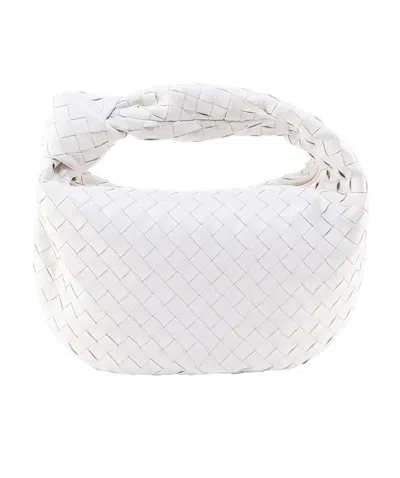 Bottega Veneta Woven Knot Handle Tote Bag In White