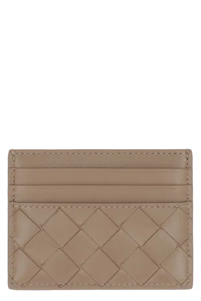 Bottega Veneta Woven Leather Card Case In Pink