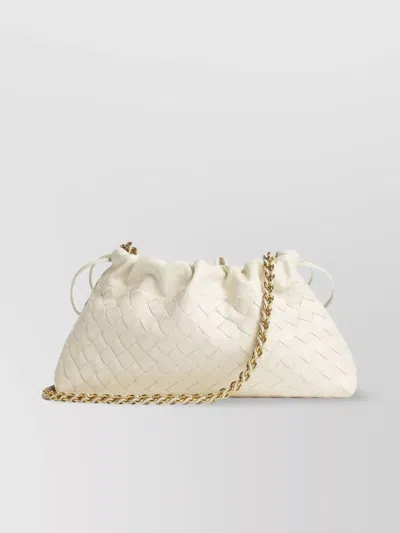 Bottega Veneta Woven Leather Chain Shoulder Pouch In Neutral