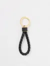 Bottega Veneta Loop Handle Braided Key Ring In Black