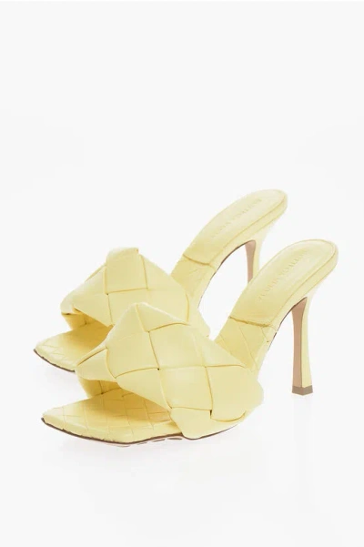 Bottega Veneta Woven Leather Lido Open Toe Mules 10cm In Yellow