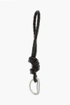 Bottega Veneta Woven Leather Loop Keyring In Black