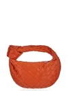 Bottega Veneta Women Mini Jodie Leather Handbag With Intrecciato Motif In Yellow & Orange