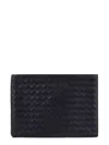 Bottega Veneta Woven Leather Pochette In Black
