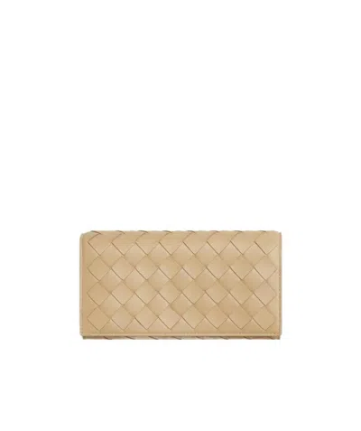 Bottega Veneta Woman Wallet Military Green Size - Leather In Nude