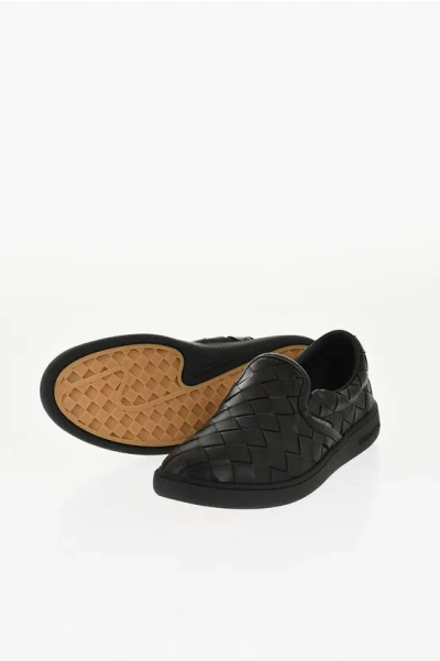 BOTTEGA VENETA WOVEN LEATHER SAWYER SLIP ON SNEAKERS
