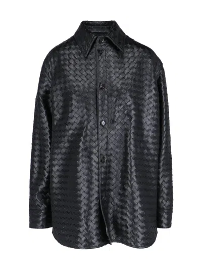 BOTTEGA VENETA WOVEN LEATHER SHIRT
