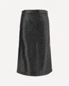 Bottega Veneta Womens Intrecciato Two-slip-pockets Leather Midi Skirt Black In Black