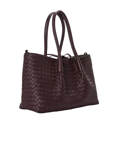 Bottega Veneta Woven Leather Tote Bag In Burgundy