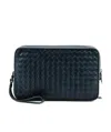 Bottega Veneta Woven Multi-layer Zipper Clutch In Green