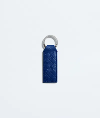 Bottega Veneta Woven Mycelium Key Ring In Blue Royal