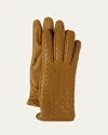 Bottega Veneta Woven Nappa Leather Gloves In 7728 Acorn