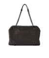 Bottega Veneta Woven Pattern Chain Handbag In Brown