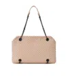 Bottega Veneta Woven Pattern Chain Handbag In Nude