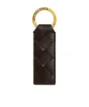 Bottega Veneta Woven Pattern Key Ring In Black