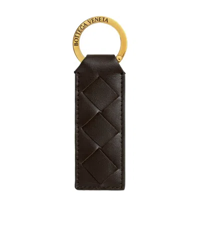 Bottega Veneta Woven Pattern Key Ring In Black