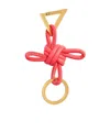Bottega Veneta Woven Pattern Key Ring In Pink